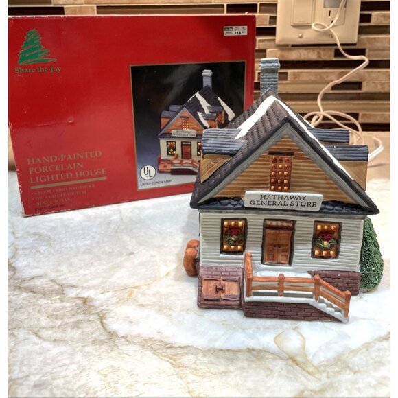 Lemax Dickensvale Village HATHAWAY GENERAL STORE Lighted Building Vintage 1992 - Picture 1 of 12